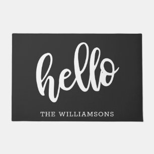 Hello Simple Black and White Personalisiert Family Fußmatte