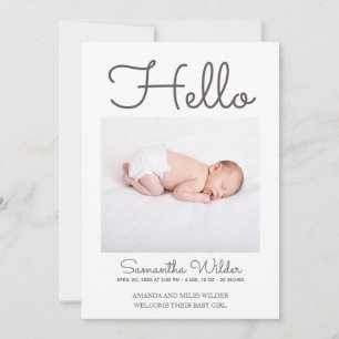 Hello Simple Modern Photo Faire-part de naissance