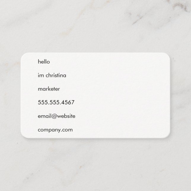 Hello Simple Text Visitenkarte (Vorderseite)