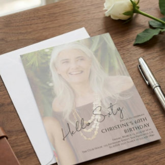 Hello Sixty Customizable Milestone Birthday Photo  Einladung