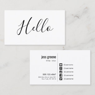 HELLO Social Media Icons Carte de visite réseau