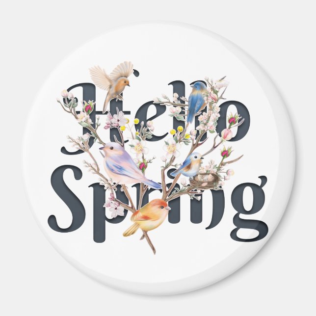Hello Spring Birds Magnet (Vorne)