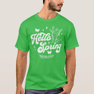 Hello Spring Blume Niedlich Floral und Butterf T-Shirt
