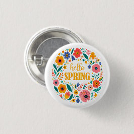 Hello spring floral button