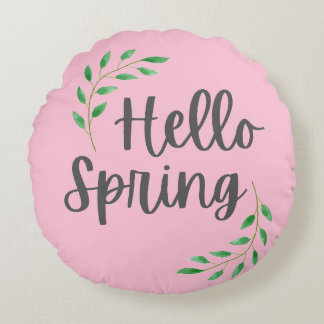 Hello Spring Floral Pastel Springtime Decor Rundes Kissen