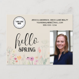 Hello Spring Floral Real Anwesen Marketing Postkarte
