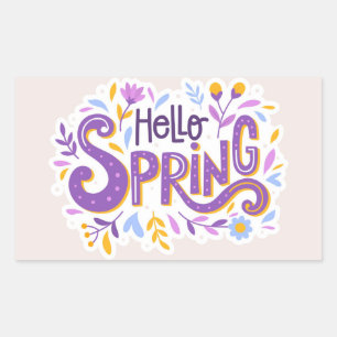 Hello Spring Floral Rechteckiger Aufkleber