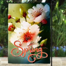 Hello Spring Garden Flag - Cherry Blossom