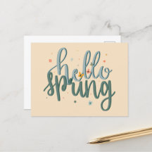 Hello Spring Handschrift Postcard