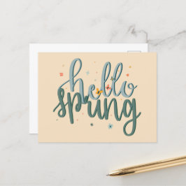 Hello Spring Handschrift Postcard Postkarte