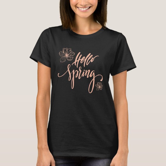 Hello Spring Minimalist Flower Spring Break T-Shirt (Vorderseite)