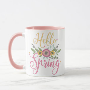HELLO SPRING - pastellfarbene Blume Tasse