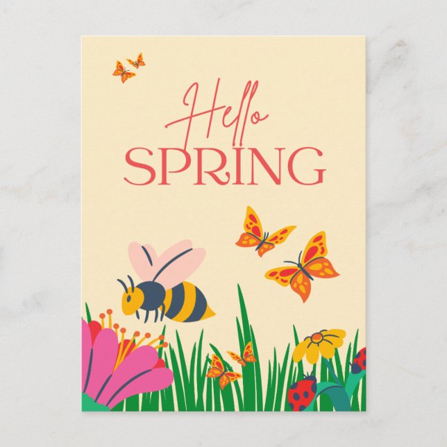 Hello Spring Postkarte (Vorderseite)