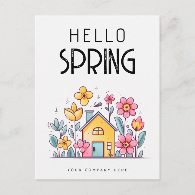 Hello Spring Real Anwesen Postkarte (Vorderseite)