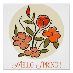 Hello Spring Sign Poster