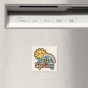 Hello Spring: Sonne, Regenbogen und gute Laune Magnet