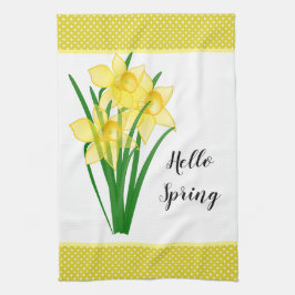 Hello Spring Yellow Daffodil Geschirrtuch