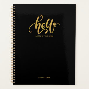Hello Stylish Black & Gold Calligraphy Script Planer