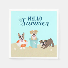 Hello Summer Beach Hogs Blue Orange Serviette