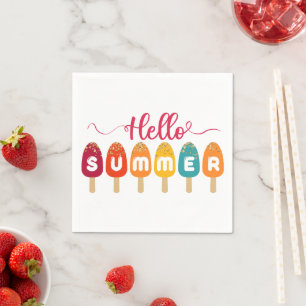 Hello Summer Colorful Popsicle Serviette
