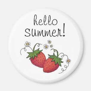 "Hello Summer" Erdbeermagnet Magnet