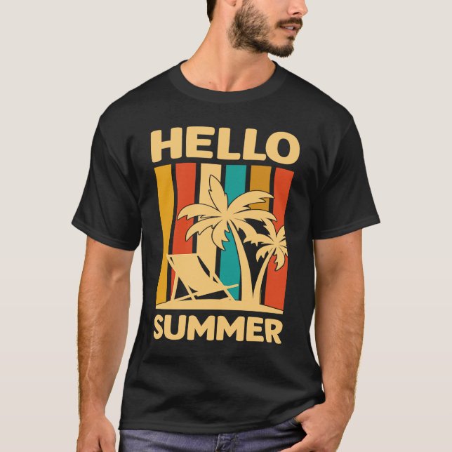 Hello Summer Feeling Tropical Beach Summer Vacatio T-Shirt (Vorderseite)
