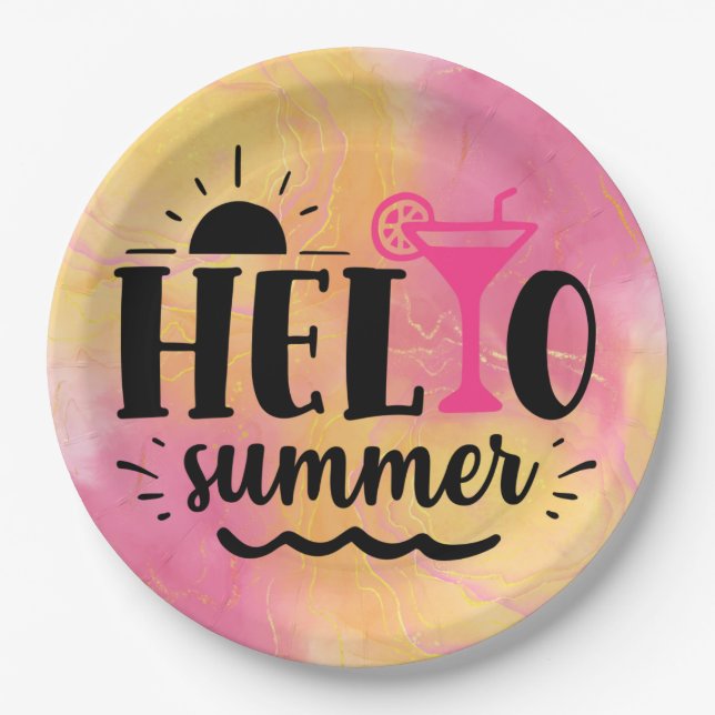 Hello Summer Fun Party Pappteller (Vorderseite)