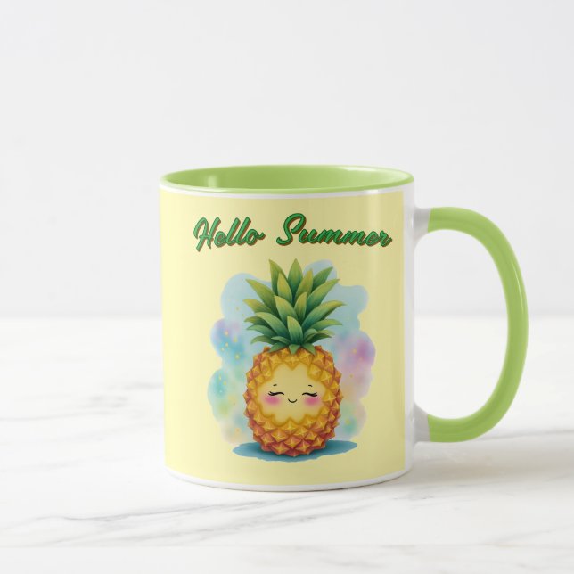Hello Summer Happy Pineapple Coffee Mug (Droite)