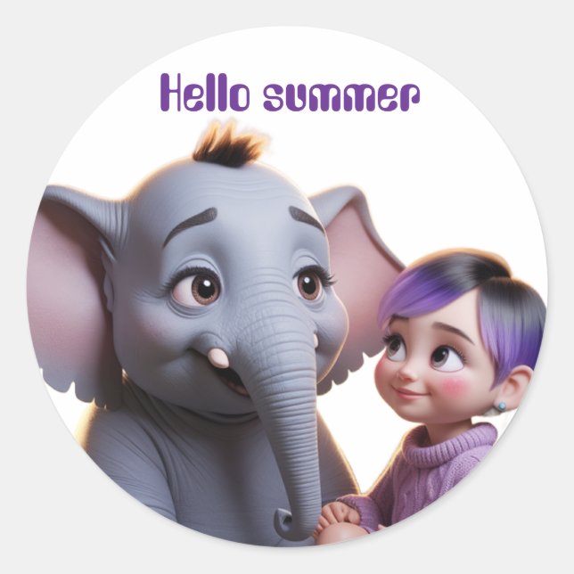 Hello summer holiday runder aufkleber (Vorderseite)