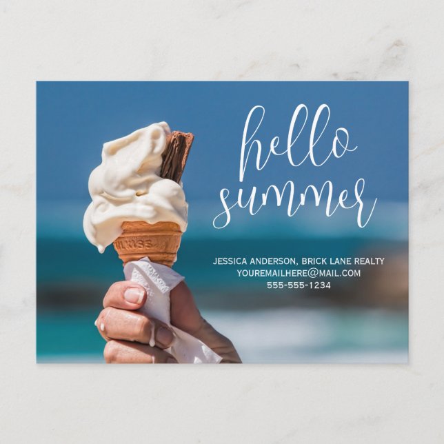 Hello Summer Ice Cream Business Postkarte (Vorderseite)