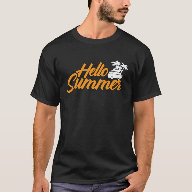 Hello Summer Ocean Tropical Beach Summer Vacation  T-Shirt (Vorderseite)