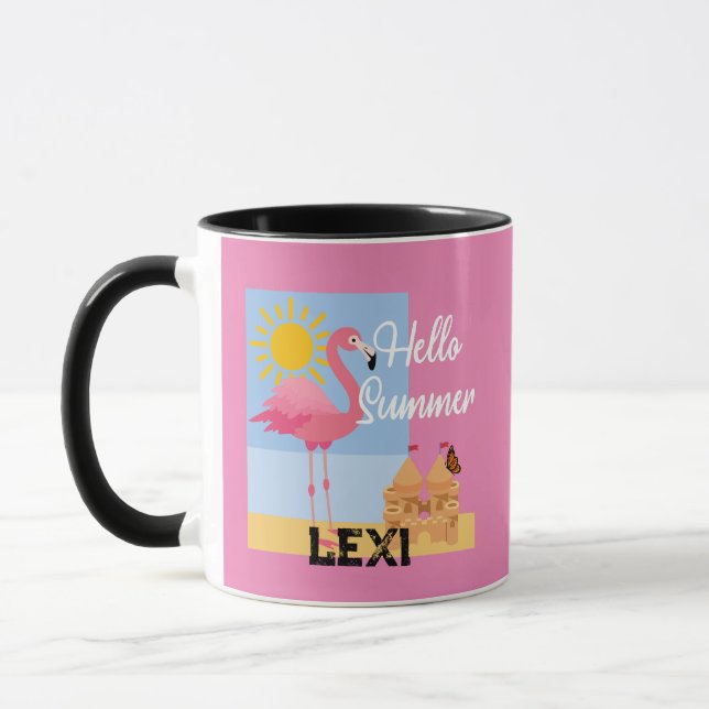 Hello Summer Pink Flamant rose Design - Combo Mug (Gauche)