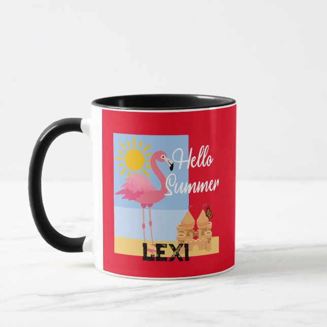 Hello Summer Pink Flamingo Design - Combo Tasse (Links)