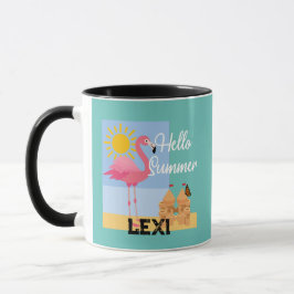 Hello Summer Pink Flamingo Design - Combo Tasse