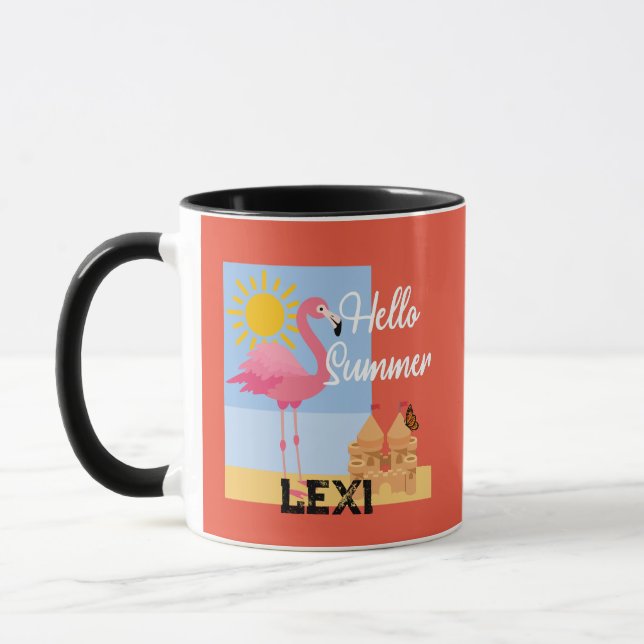 Hello Summer Pink Flamingo Design - Combo Tasse (Links)