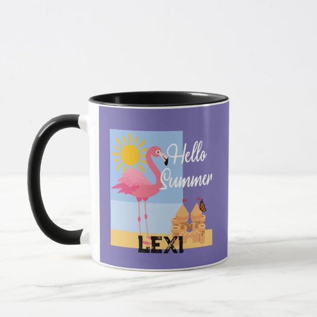 Hello Summer Pink Flamingo Design - Combo Tasse (Links)