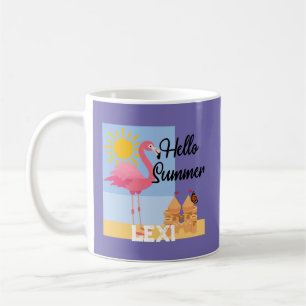 Hello Summer Pink Flamingo Design - Klassische Tas Kaffeetasse