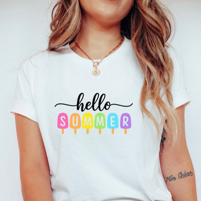 Hello Summer Popsicle; Colorful Seasonal Teens T-Shirt (Von Creator hochgeladen)