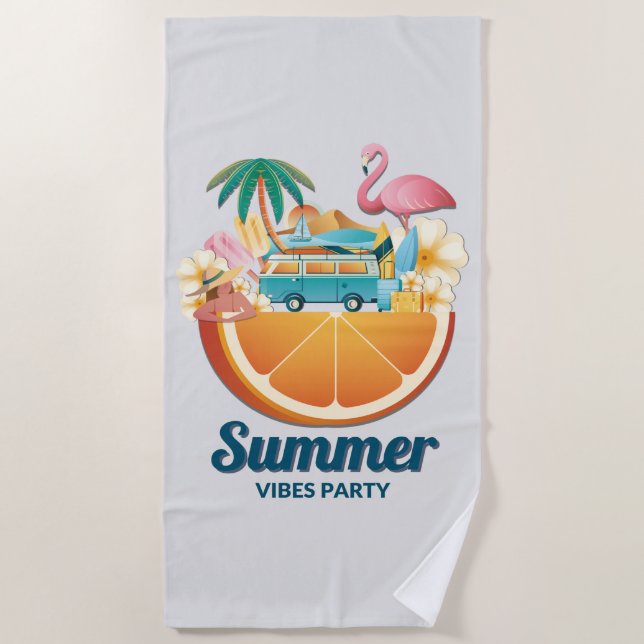 Hello Summer Sea Beach Party Strandtuch (Vorderseite)