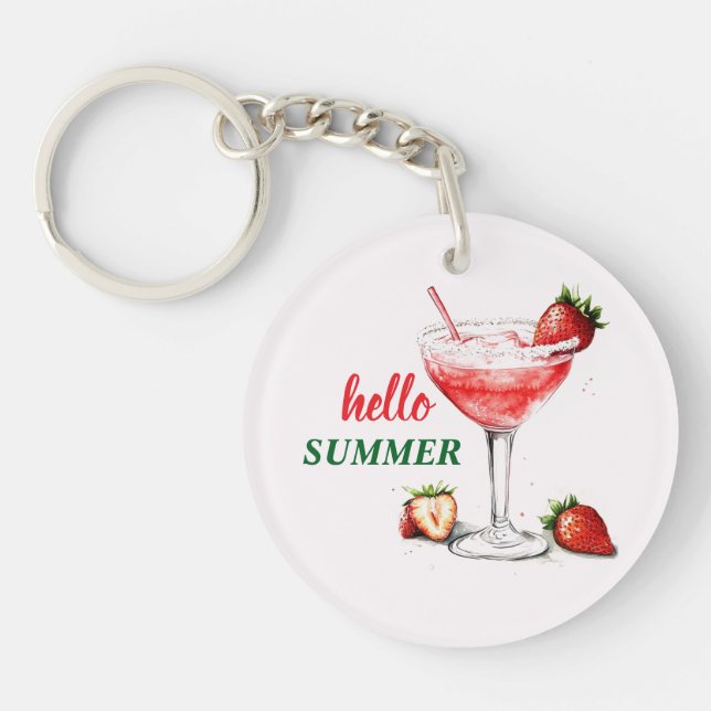 Hello Summer | Strawberry Cocktail Keychain Schlüsselanhänger (Vorderseite)