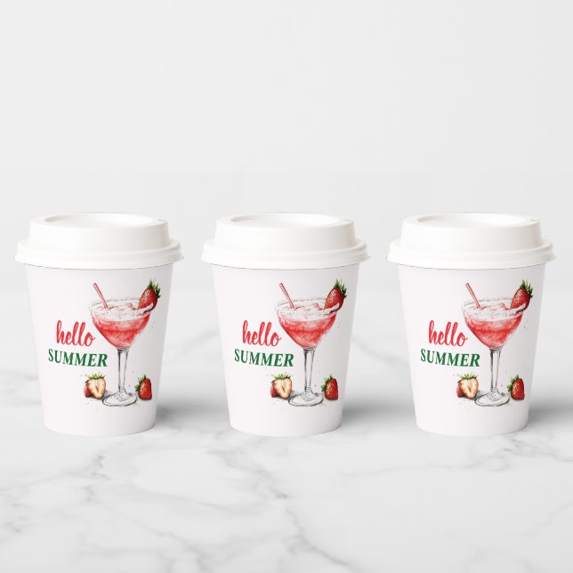 Hello Summer | Strawberry Cocktail Paper Cups Pappbecher (Multi)