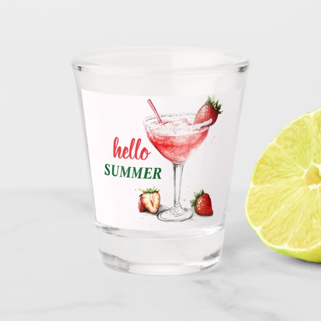Hello Summer | Strawberry Cocktail Shot Glass Schnapsglas (Vorderseite)