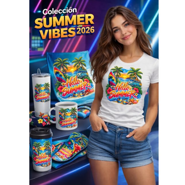 Hello Summer  T-Shirt (Un verano lleno de color, olas y buena vibra: la esencia tropical que invita a disfrutar cada moment)