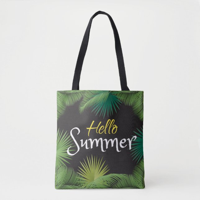 Hello Summer Tropical Palm Green Leafahmen Tasche (Vorderseite)