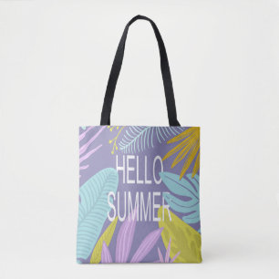 Hello Summer Tropical Pastel Blätter Tasche