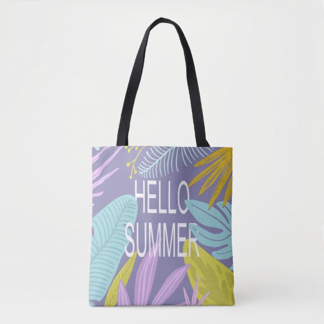 Hello Summer Tropical Pastel Blätter Tasche (Vorderseite)