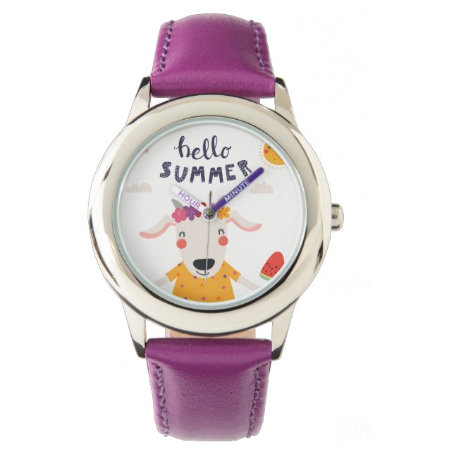 Hello-Summer-Uhr Rosenband Armbanduhr (Vorderseite)