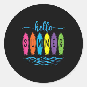 Hello Summer Vacacation Vibes Shirt - Summer Beach Runder Aufkleber