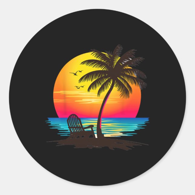 Hello Summer Vibes Vacation Mens Womens Beach Crui Runder Aufkleber (Vorderseite)