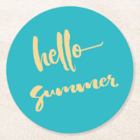 Hello Summer Yellow Blue Modern Script